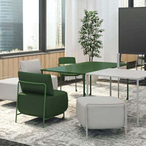 緑のみ☆KOKUYO☆ソファー☆綺麗☆ コクヨ エニーソファー（Any Sofa） スツール 布張り G2Q6 ディープ